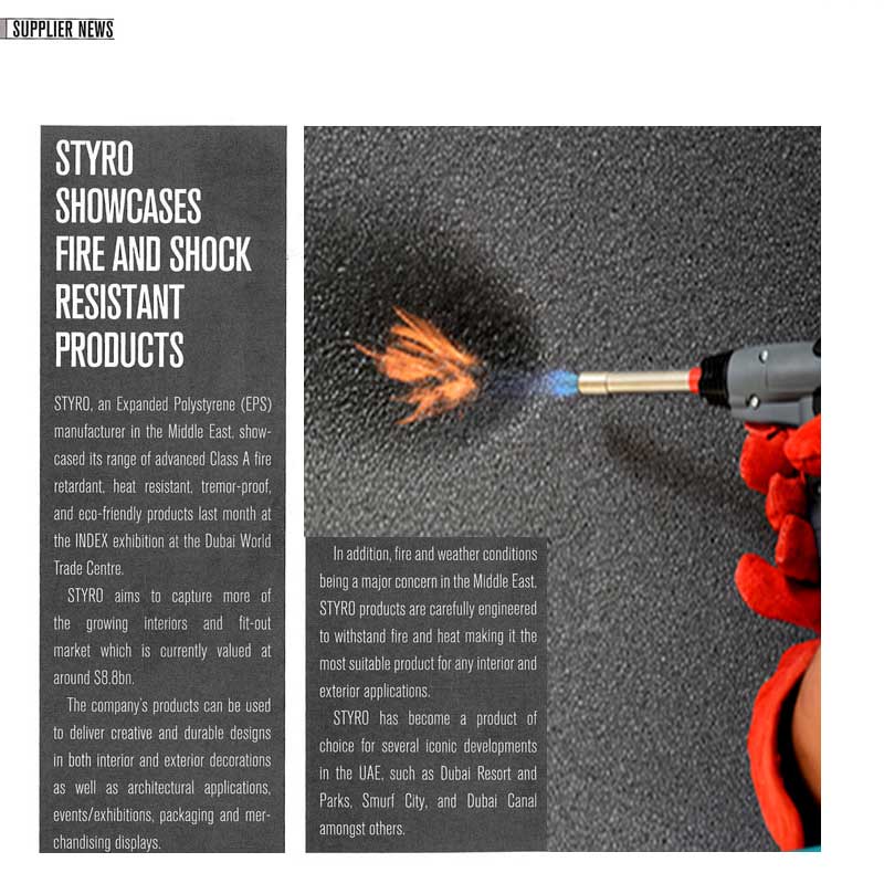 STYRO showcases its fire and shock resistant polystyrene products